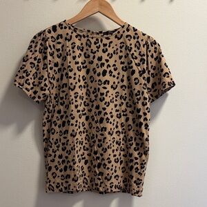 J. Crew Leopard Print Short Sleeve Tee in Tan and Black